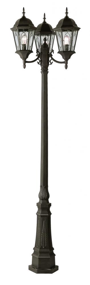 3 LT POLE- CLEAR LEADED GLASS